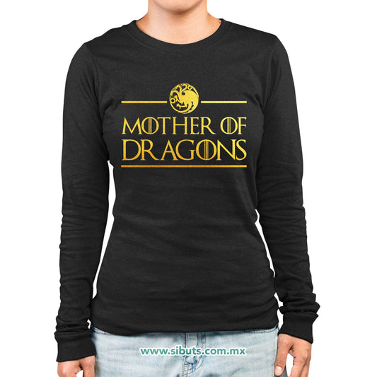 Playera Mujer Manga Larga Game Of Thrones Mother Of Dragons Dorado