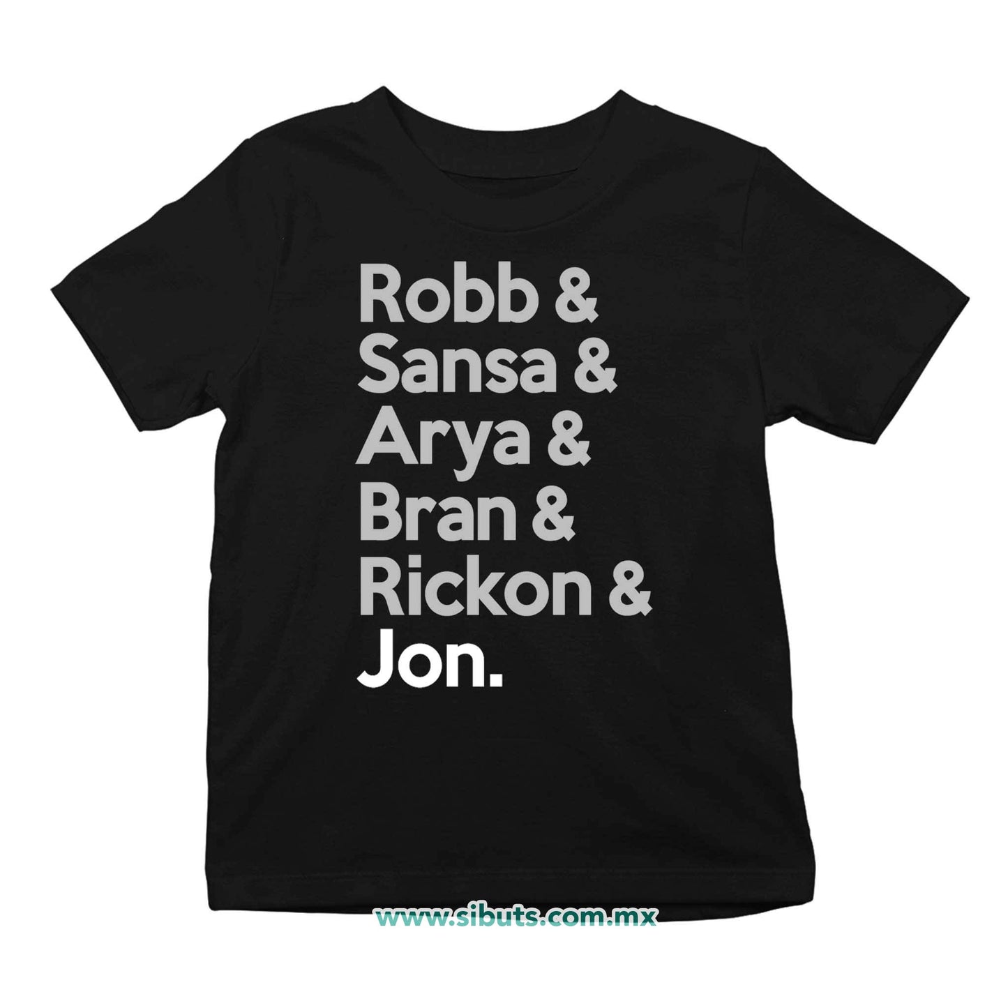 Playera Niño Game Of Thrones Names Jon Sansa Arya