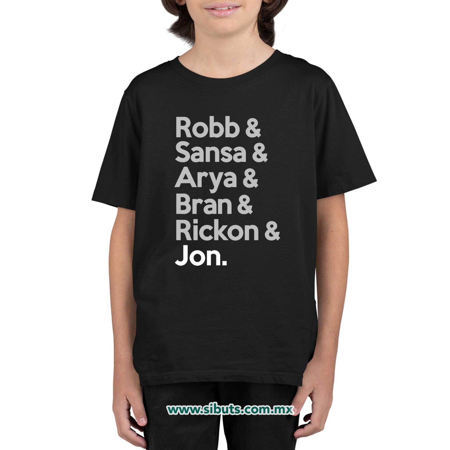 Playera Niño Game Of Thrones Names Jon Sansa Arya