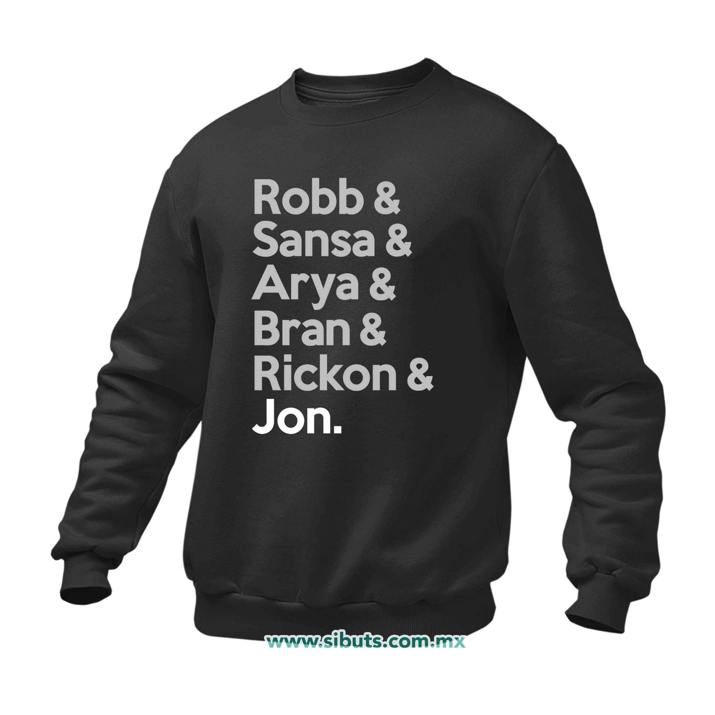 Sudadera Hombre Cuello Redondo Game Of Thrones Names Jon Sansa Arya