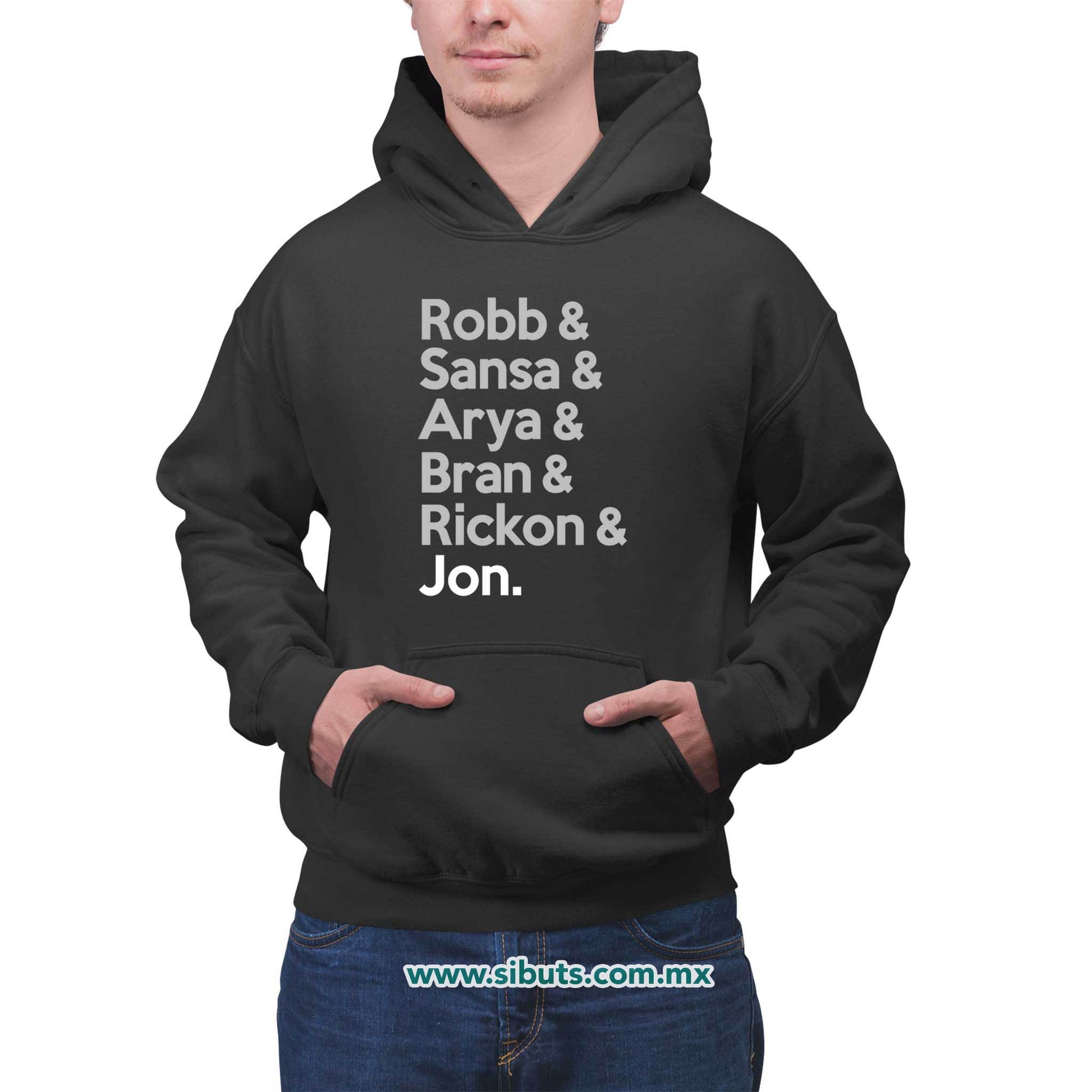 Sudadera Hombre Gorro Game Of Thrones Names Jon Sansa Arya