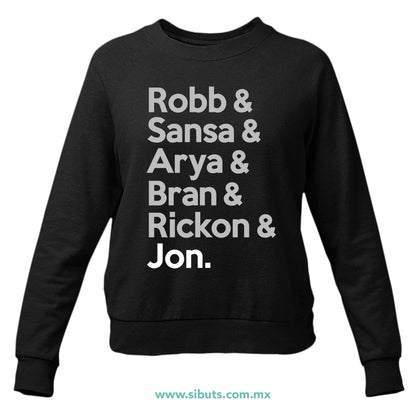Sudadera Mujer Cuello Redondo Game Of Thrones Names Jon Sansa Arya