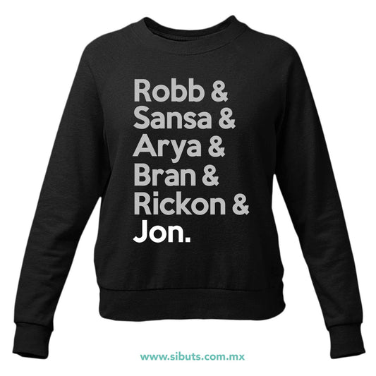 Sudadera Mujer Cuello Redondo Game Of Thrones Names Jon Sansa Arya