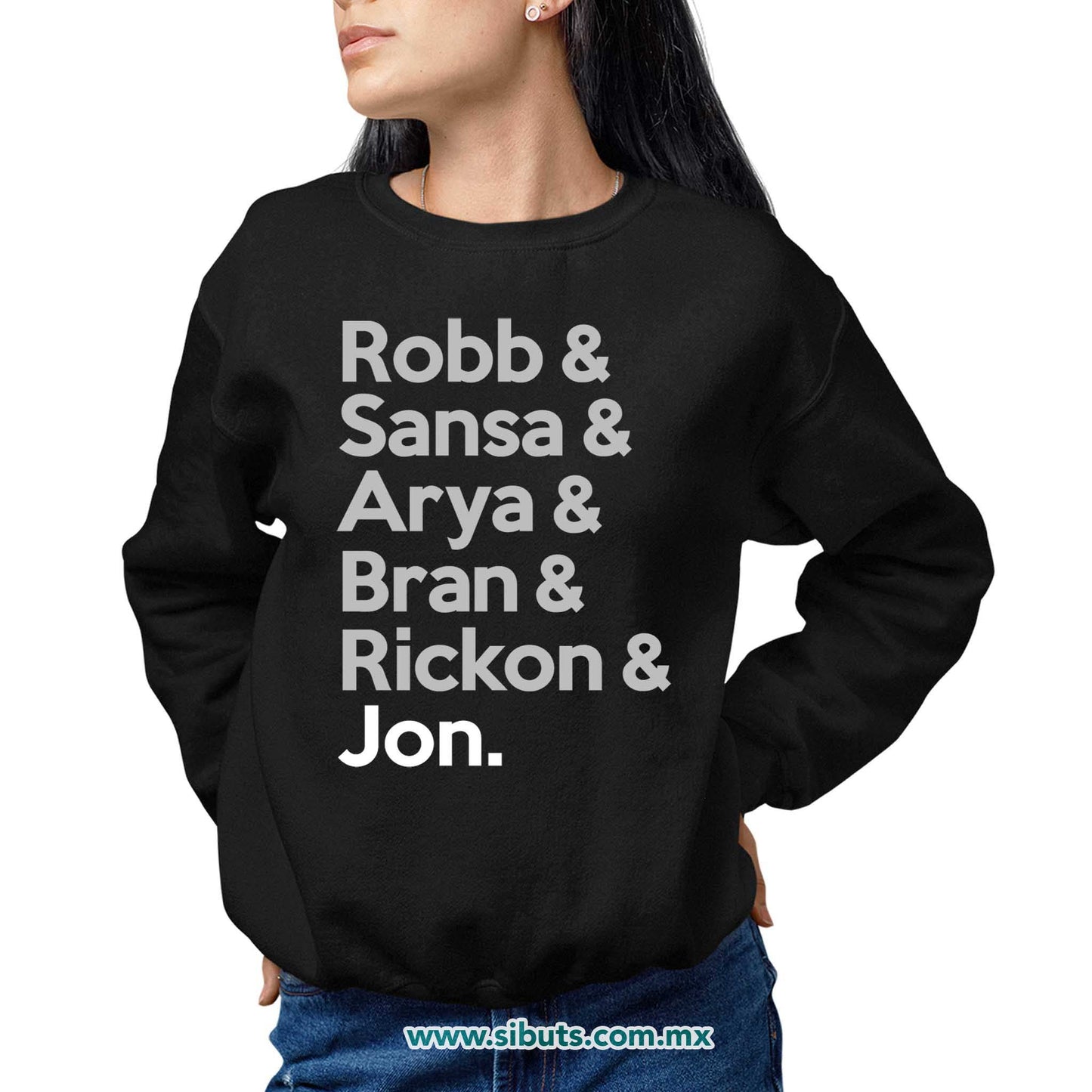 Sudadera Mujer Cuello Redondo Game Of Thrones Names Jon Sansa Arya
