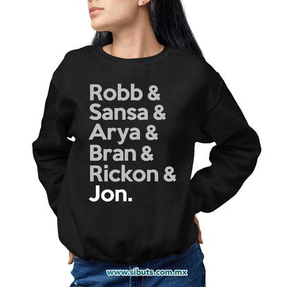 Sudadera Mujer Cuello Redondo Game Of Thrones Names Jon Sansa Arya