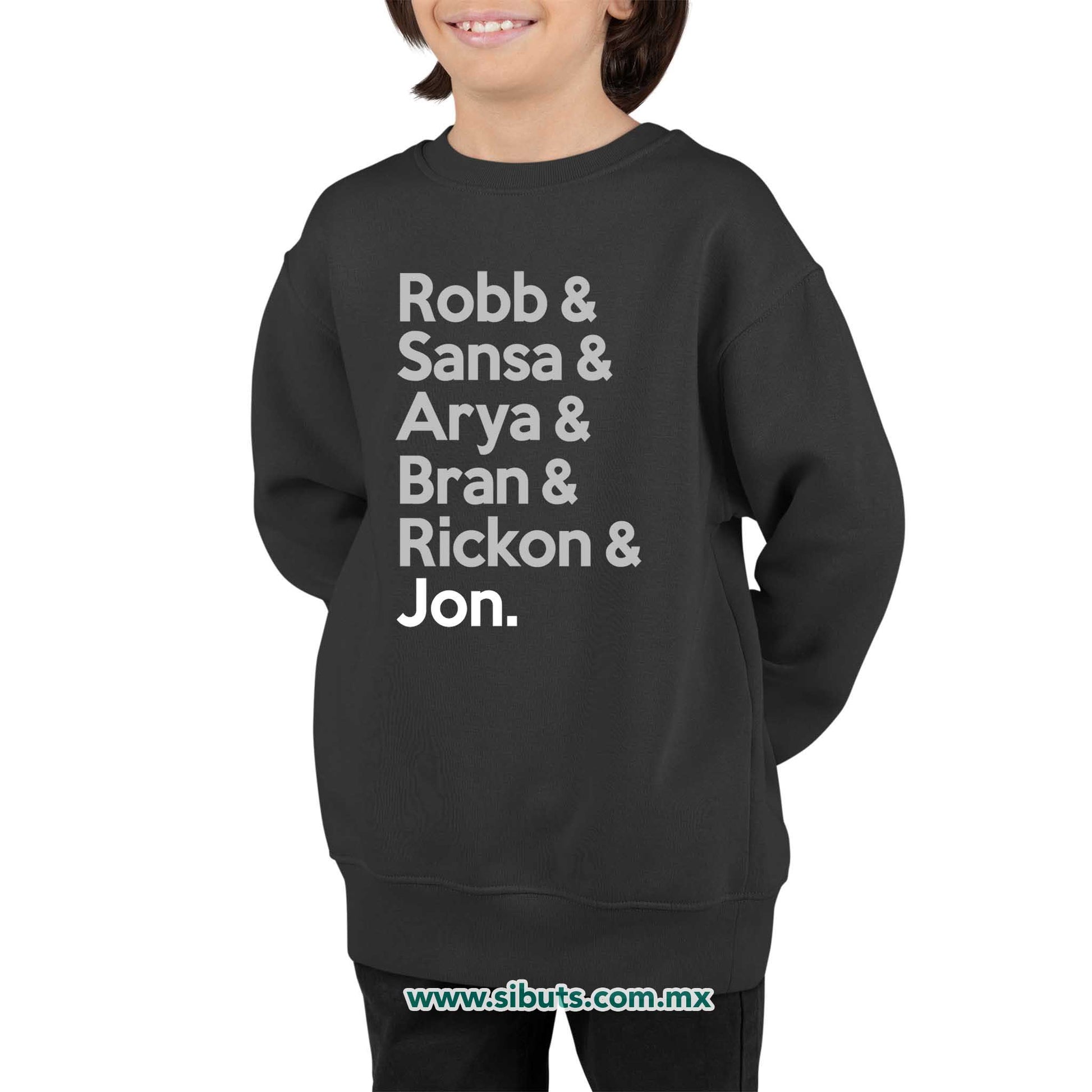 Sudadera Niño Cuello Redondo Game Of Thrones Names Jon Sansa Arya