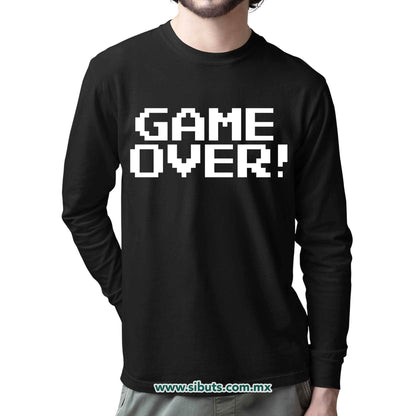 Playera Hombre Manga Larga Game Over Gamer
