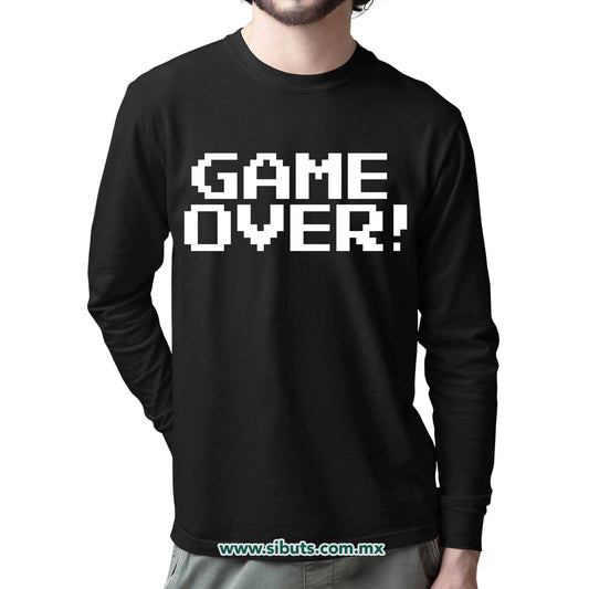 Playera Hombre Manga Larga Game Over Gamer