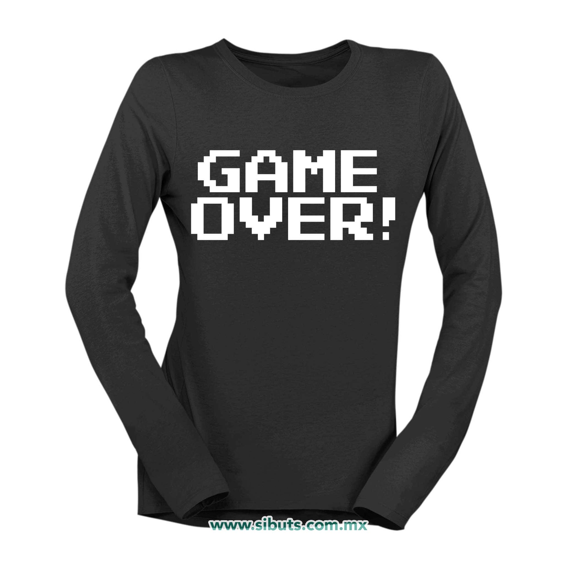 Playera Mujer Manga Larga Game Over Gamer