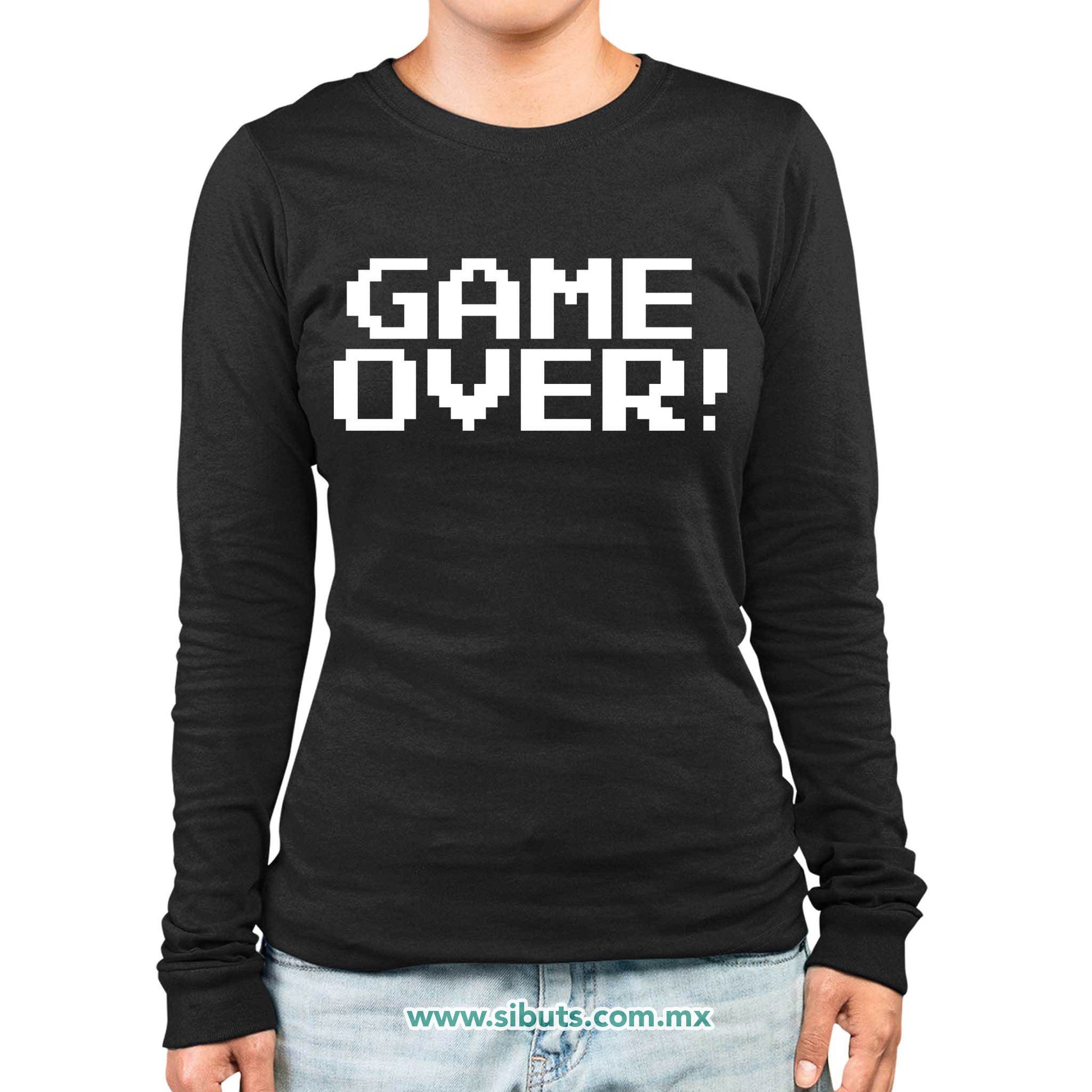Playera Mujer Manga Larga Game Over Gamer