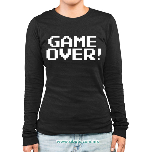 Playera Mujer Manga Larga Game Over Gamer
