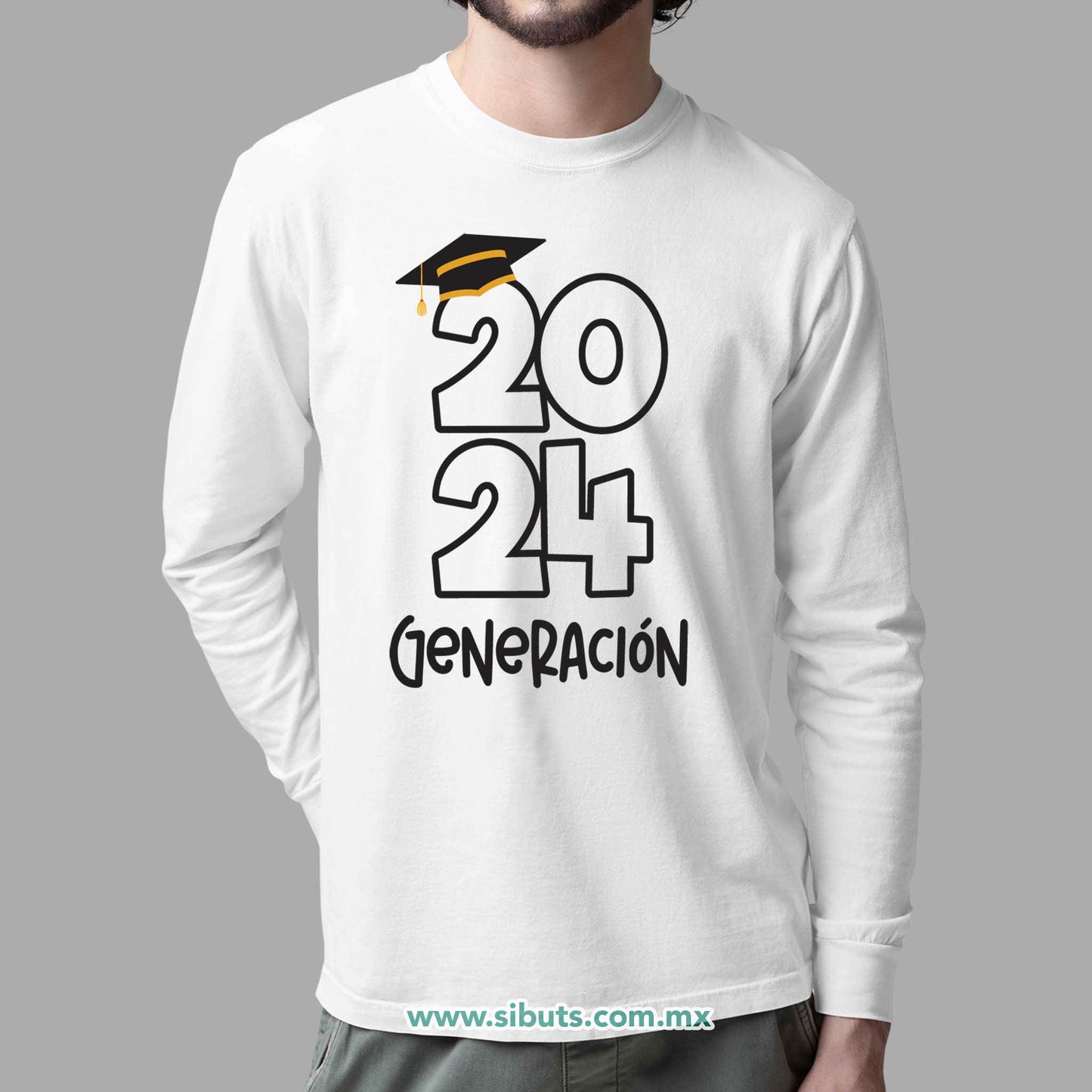 Playera Hombre Manga Larga Graduación Generación Personalizada