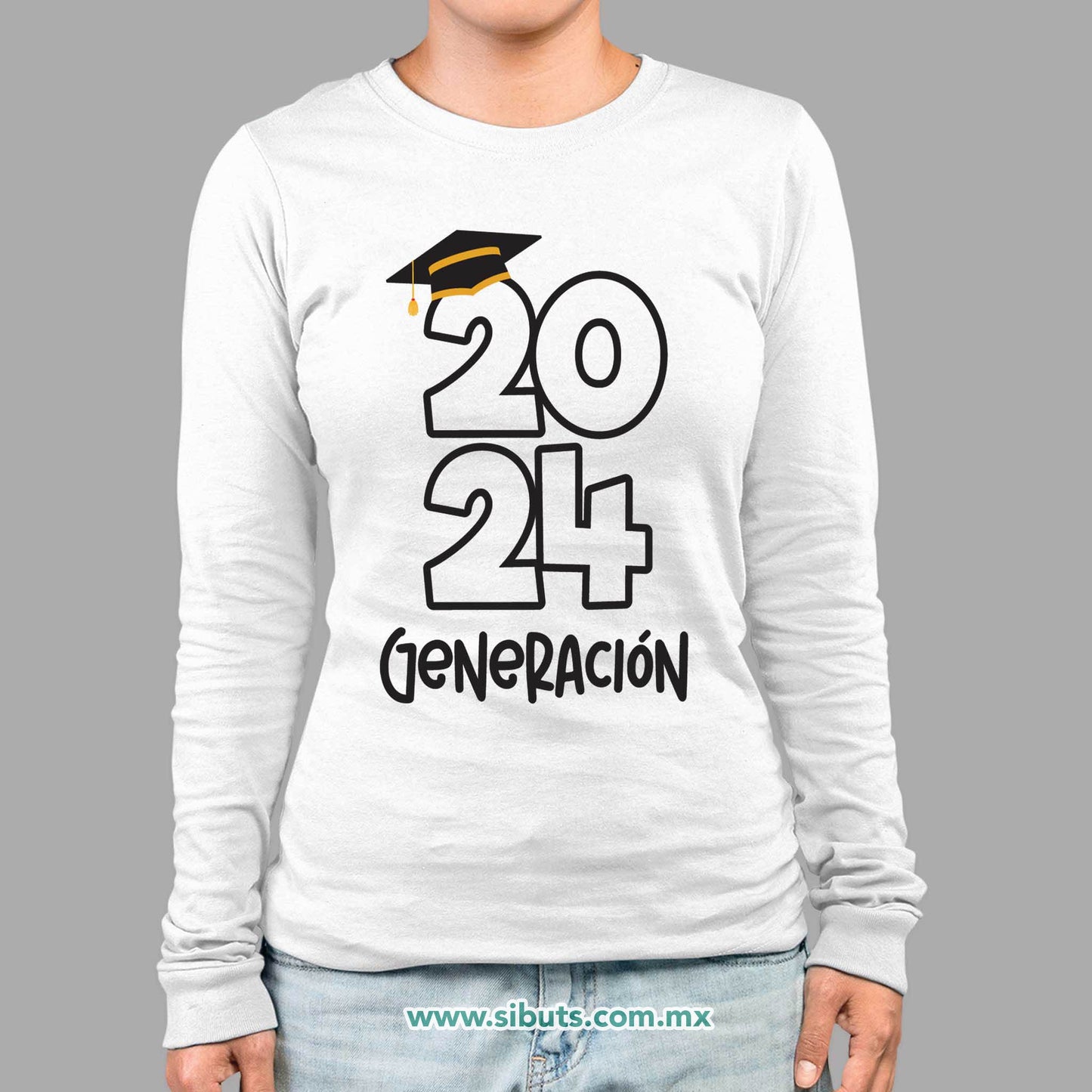 Playera Mujer Manga Larga Graduación Generación Personalizada