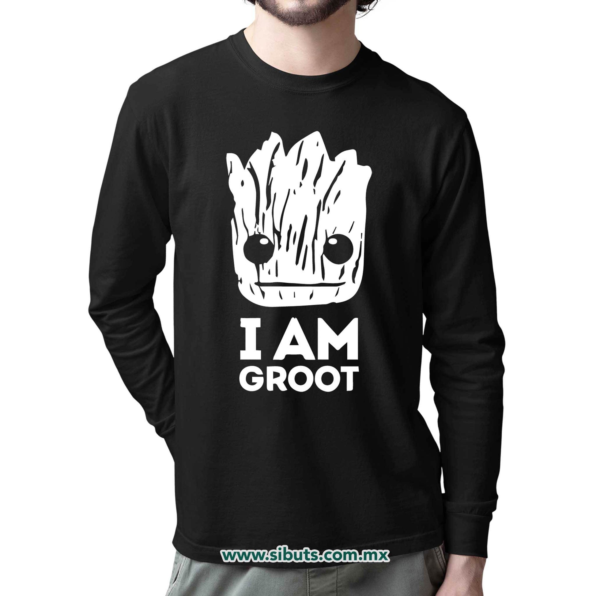 Playera Hombre Manga Larga Guardianes De La Galaxia I Am Groot