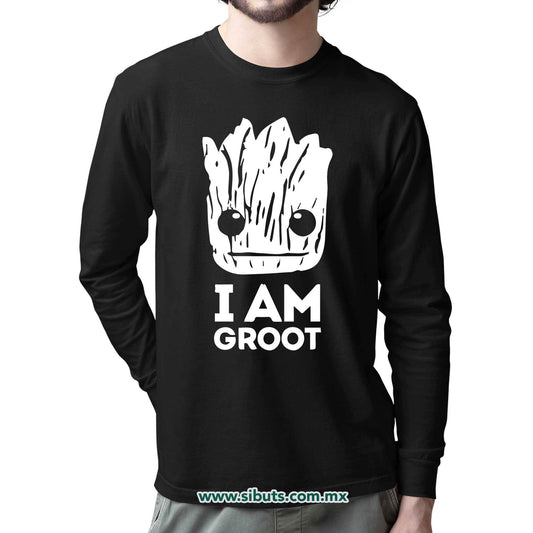 Playera Hombre Manga Larga Guardianes De La Galaxia I Am Groot