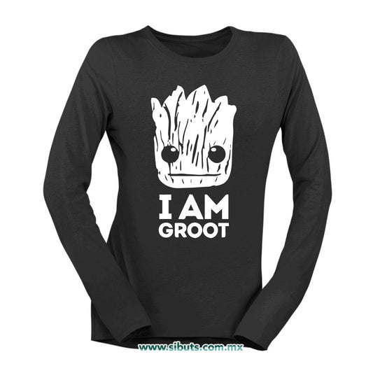 Playera Mujer Manga Larga Guardianes De La Galaxia I Am Groot