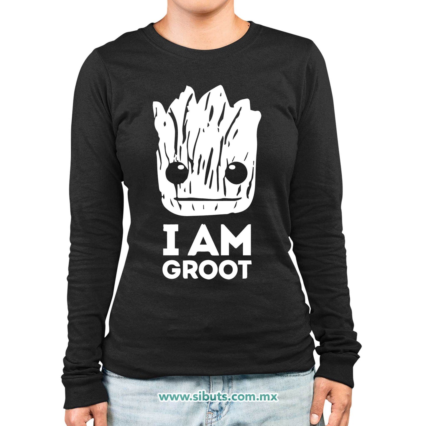 Playera Mujer Manga Larga Guardianes De La Galaxia I Am Groot