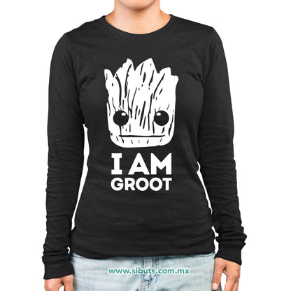 Playera Mujer Manga Larga Guardianes De La Galaxia I Am Groot
