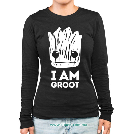 Playera Mujer Manga Larga Guardianes De La Galaxia I Am Groot