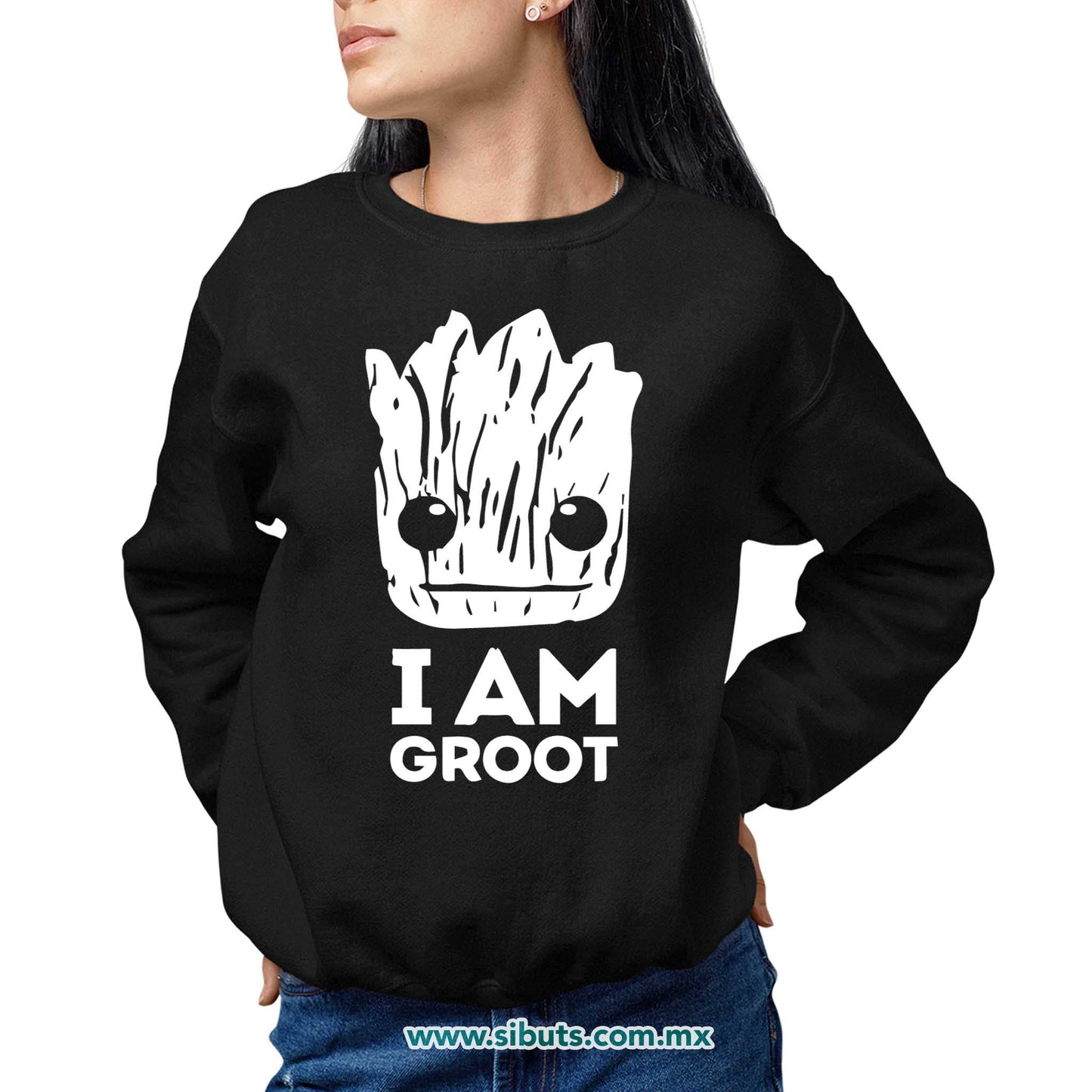 Sudadera Mujer Cuello Redondo Guardianes De La Galaxia I Am Groot
