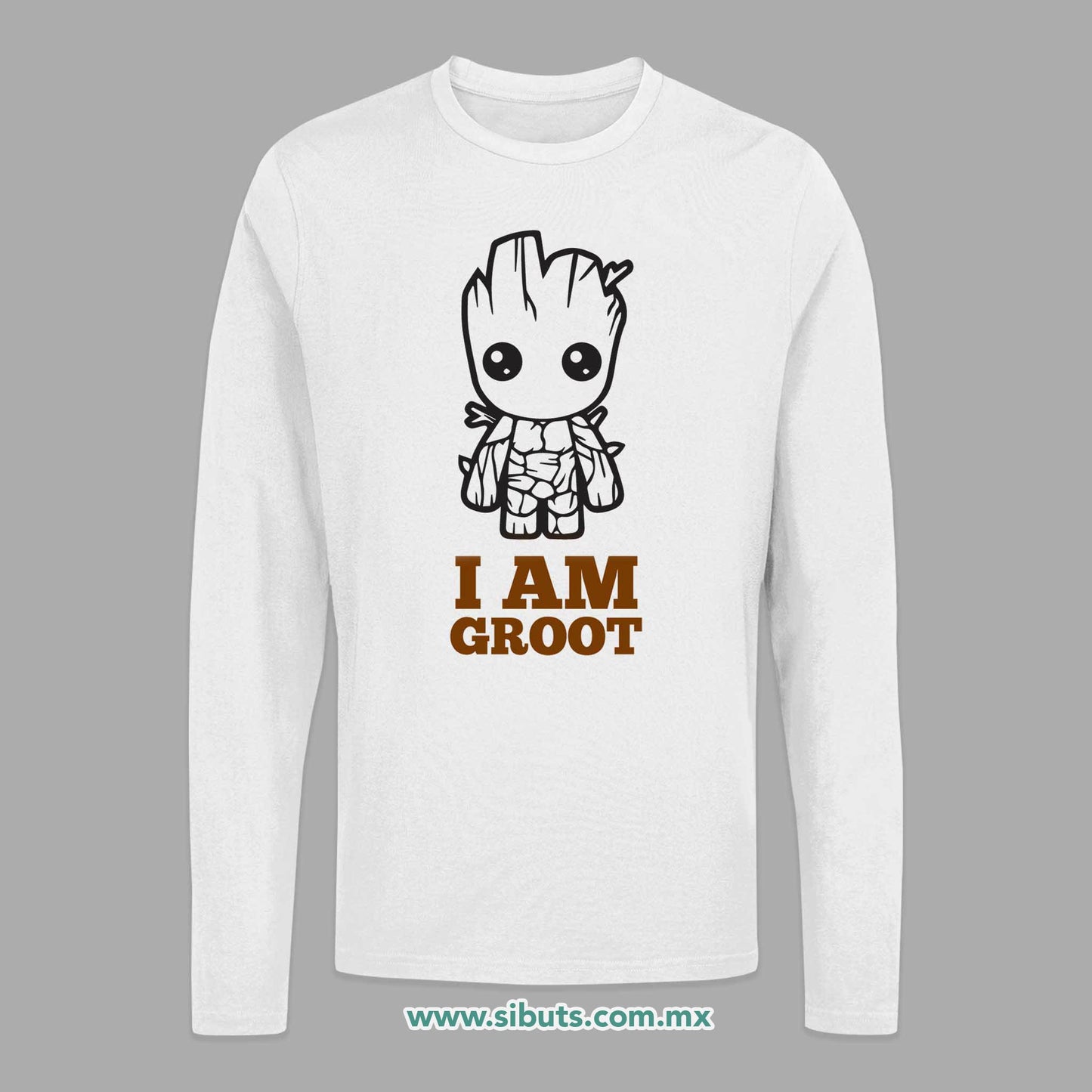 Playera Hombre Manga Larga Guardianes De La Galaxia I Am Groot Árbol