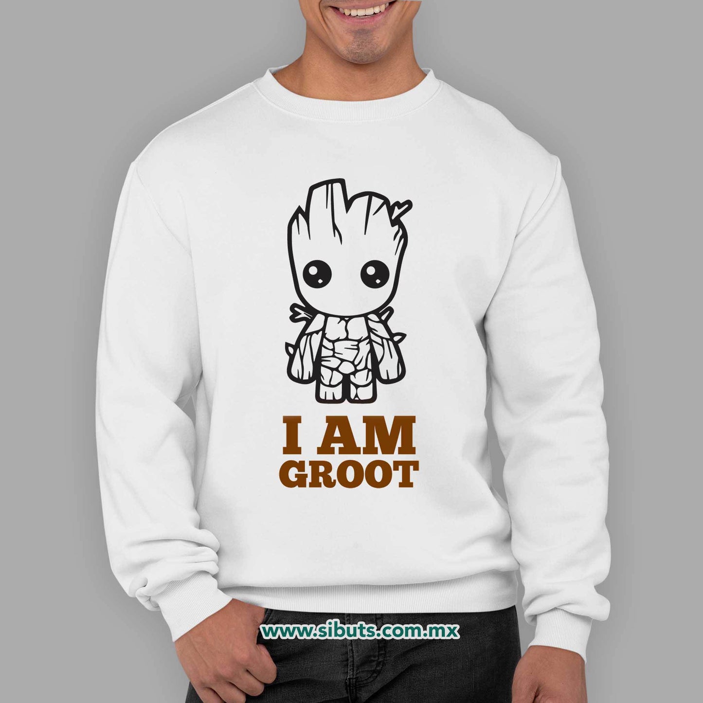 Sudadera Hombre Cuello Redondo Guardianes De La Galaxia I Am Groot Árbol