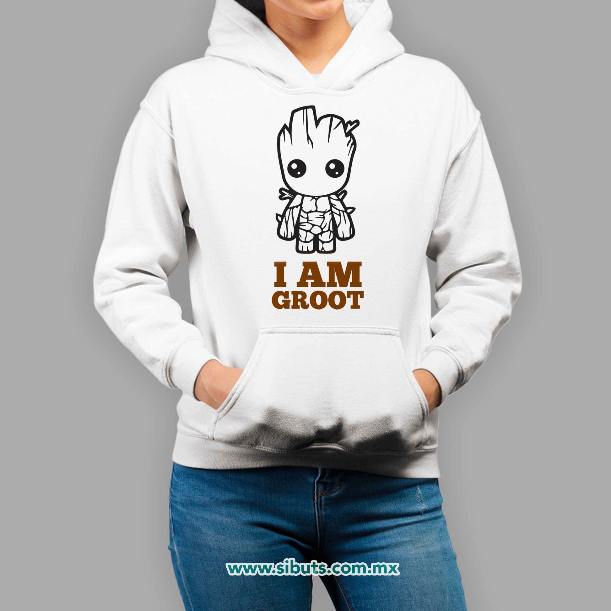 Sudadera Mujer Gorro Guardianes De La Galaxia I Am Groot Árbol