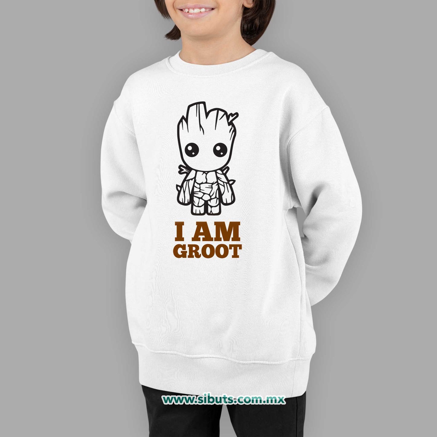 Sudadera Niño Cuello Redondo Guardianes De La Galaxia I Am Groot Árbol