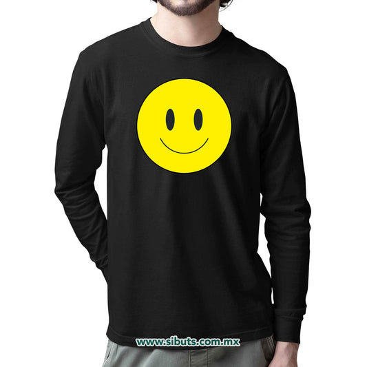 Playera Hombre Manga Larga Happy Face