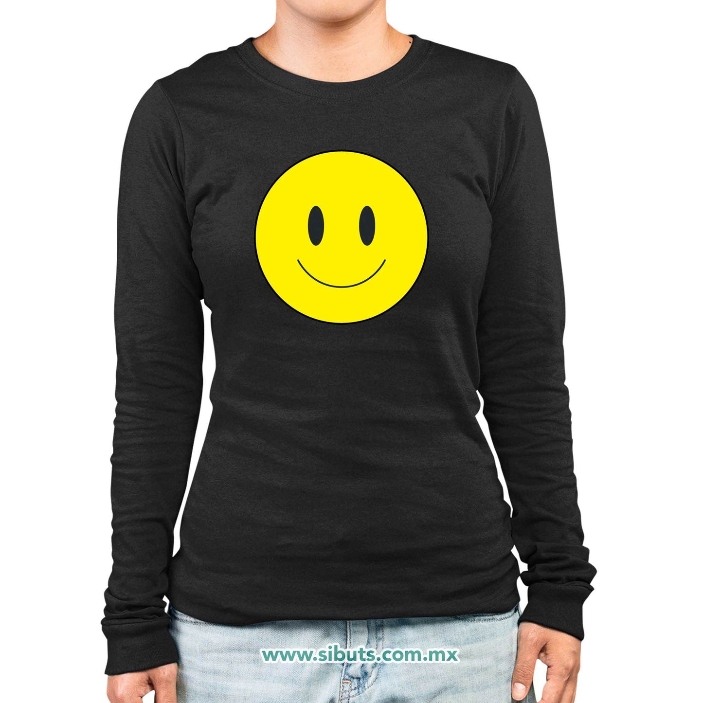 Playera Mujer Manga Larga Happy Face