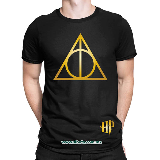 Playera Hombre Harry Potter Deathly Dorado