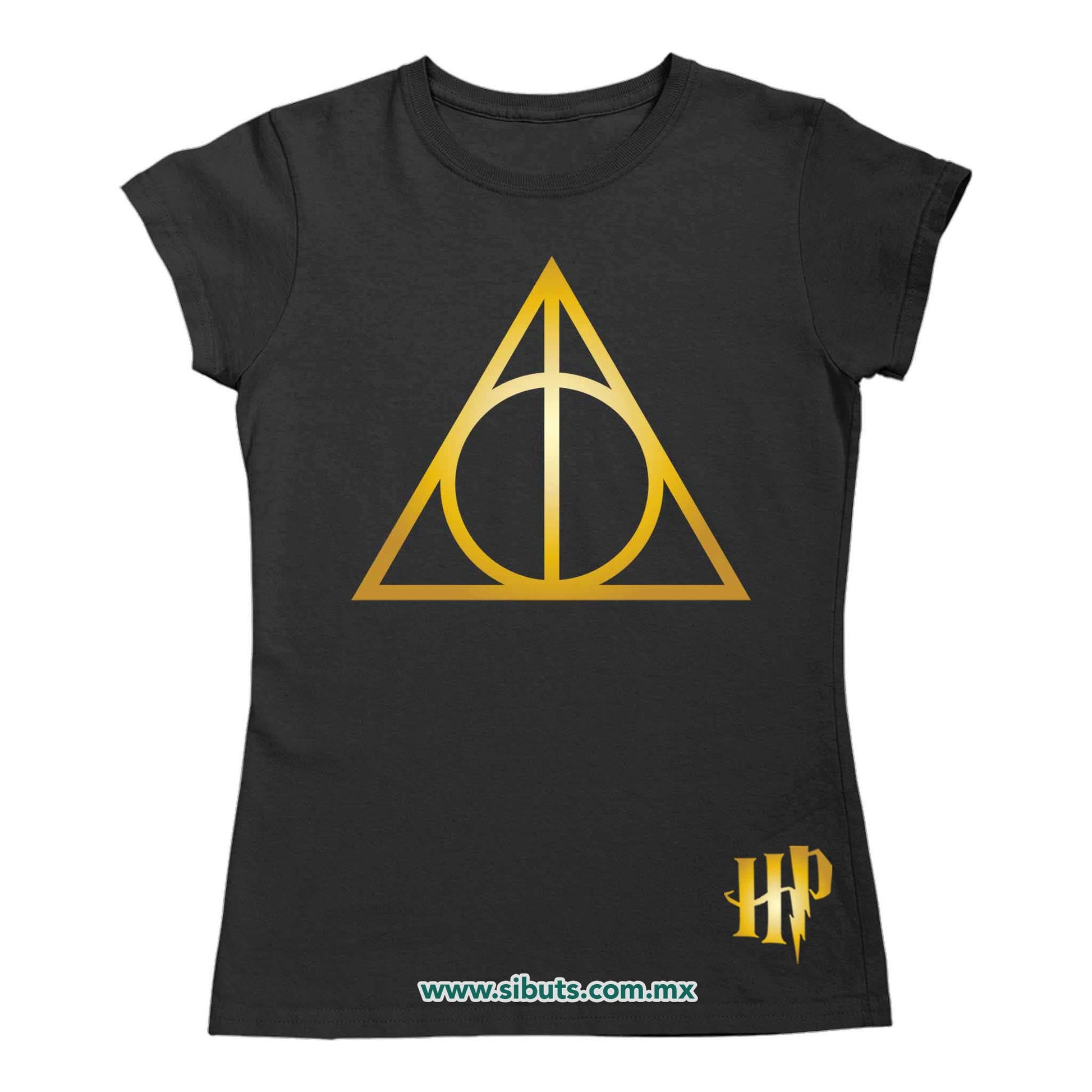 Playera Mujer Harry Potter Deathly Dorado