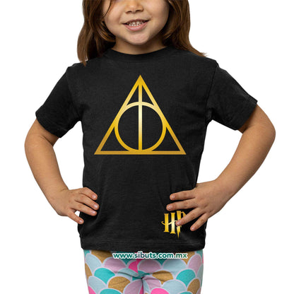 Playera Niña Harry Potter Deathly Dorado