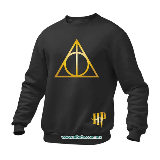 Sudadera Hombre Cuello Redondo Harry Potter Deathly Dorado