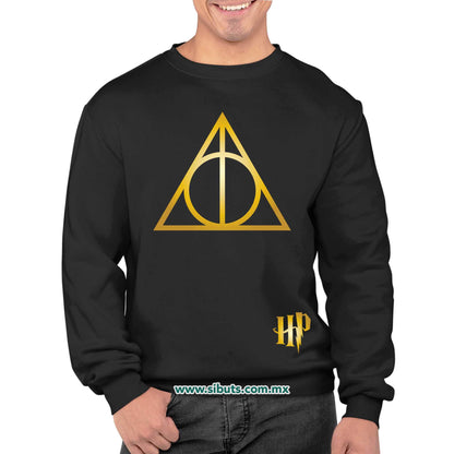 Sudadera Hombre Cuello Redondo Harry Potter Deathly Dorado