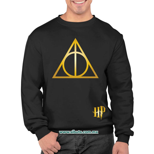 Sudadera Hombre Cuello Redondo Harry Potter Deathly Dorado