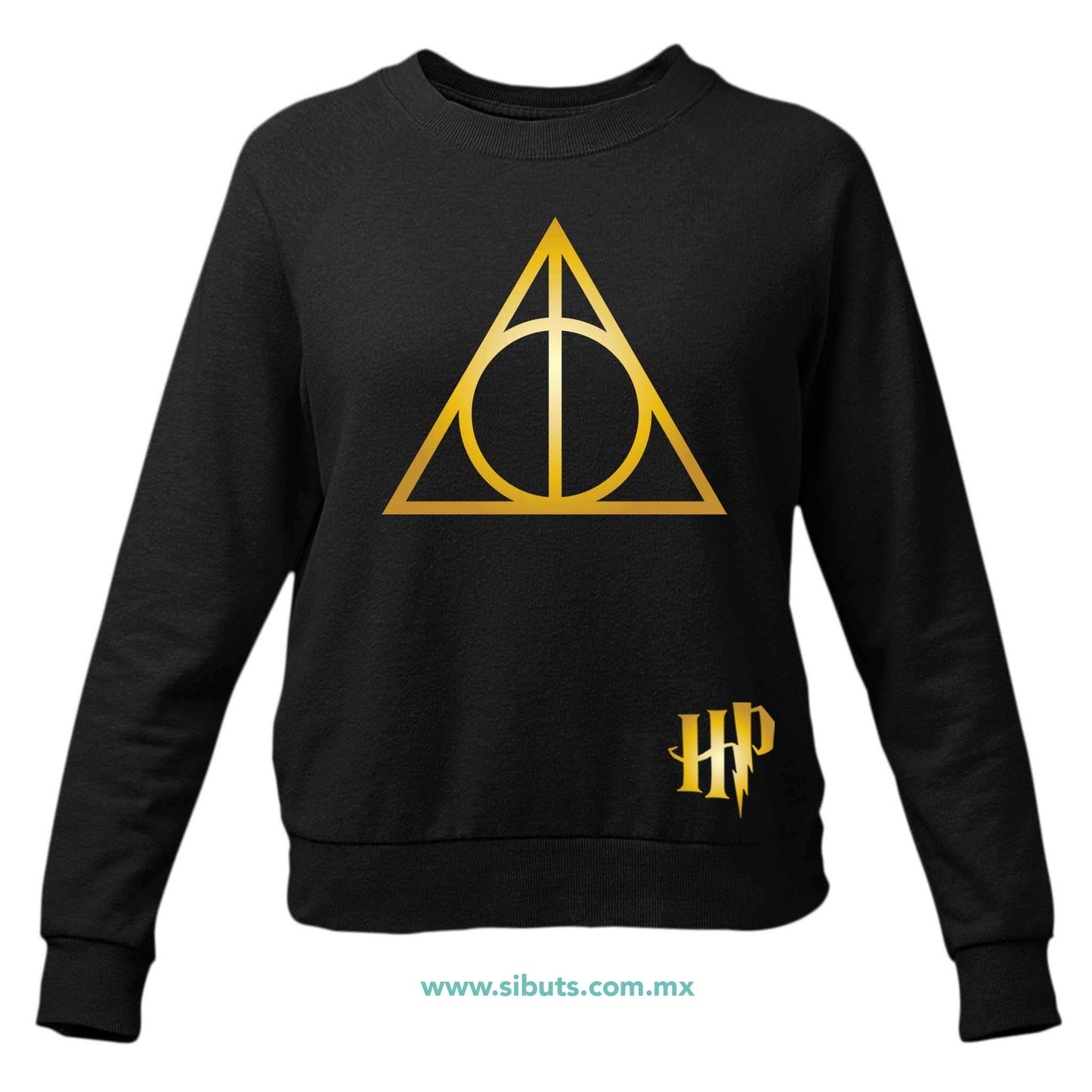 Sudadera Mujer Cuello Redondo Harry Potter Deathly Dorado