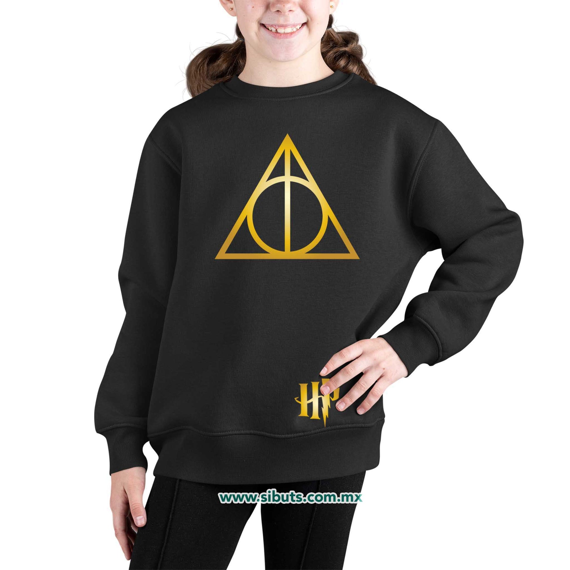 Sudadera Niña Cuello Redondo Harry Potter Deathly Dorado