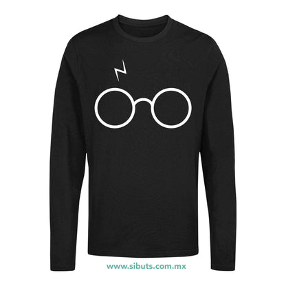 Playera Hombre Manga Larga Harry Potter Silueta Lentes