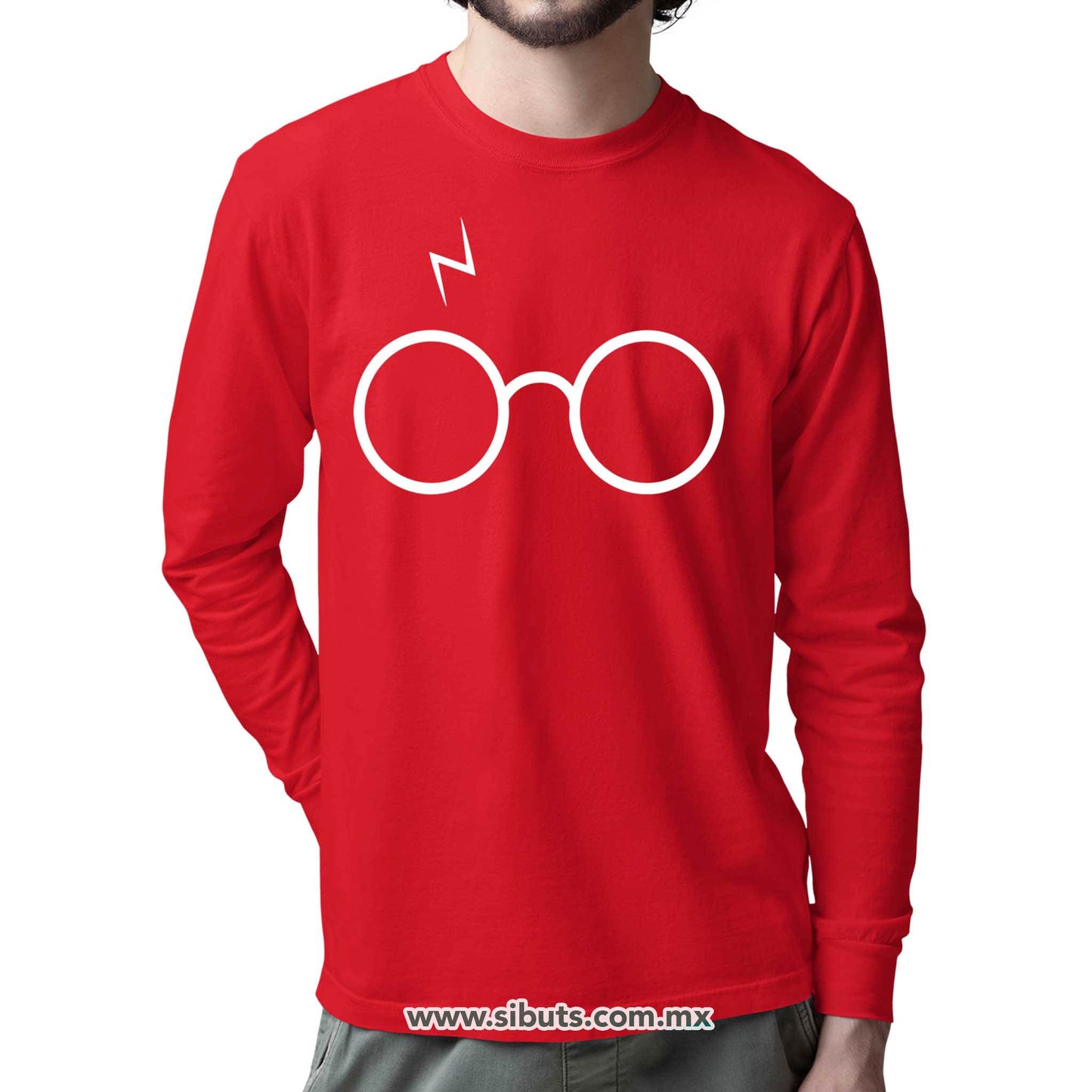 Playera Hombre Manga Larga Harry Potter Lentes