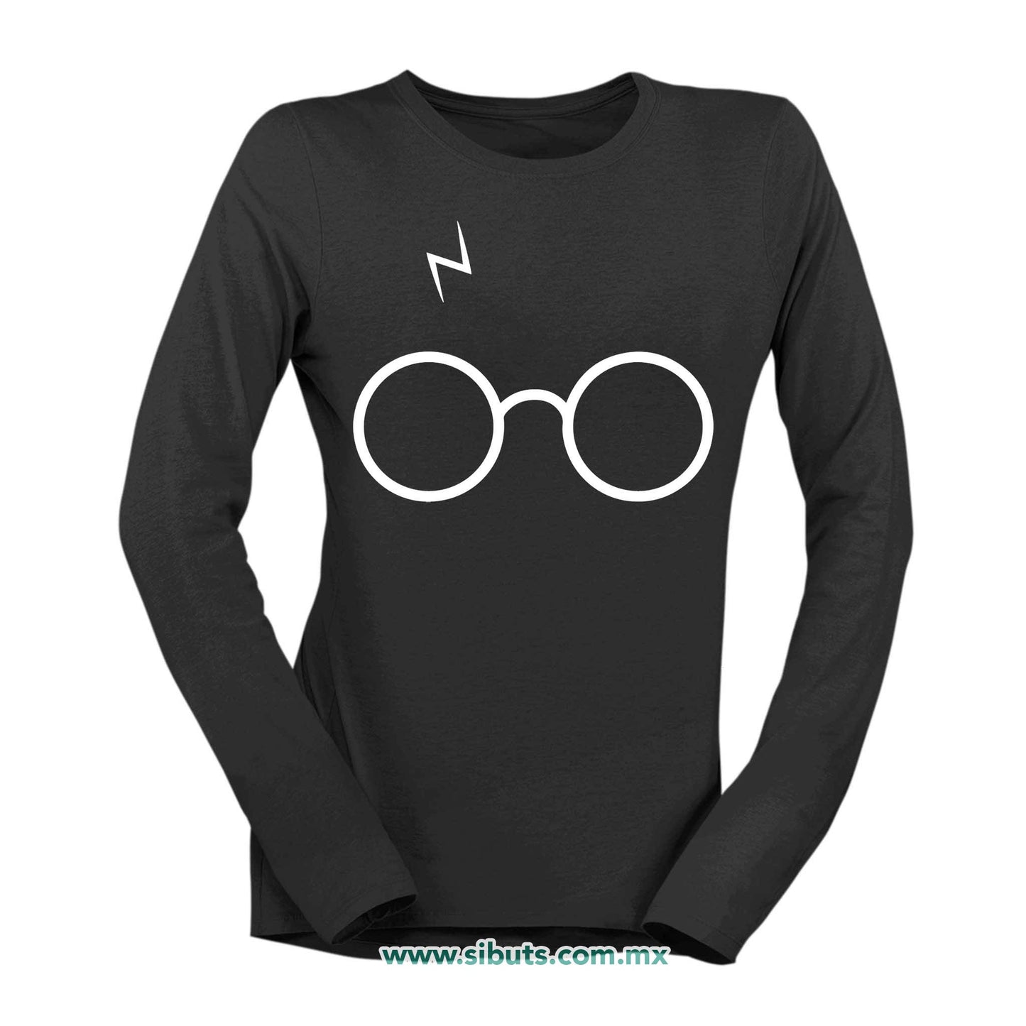 Playera Mujer Manga Larga Harry Potter Silueta Lentes