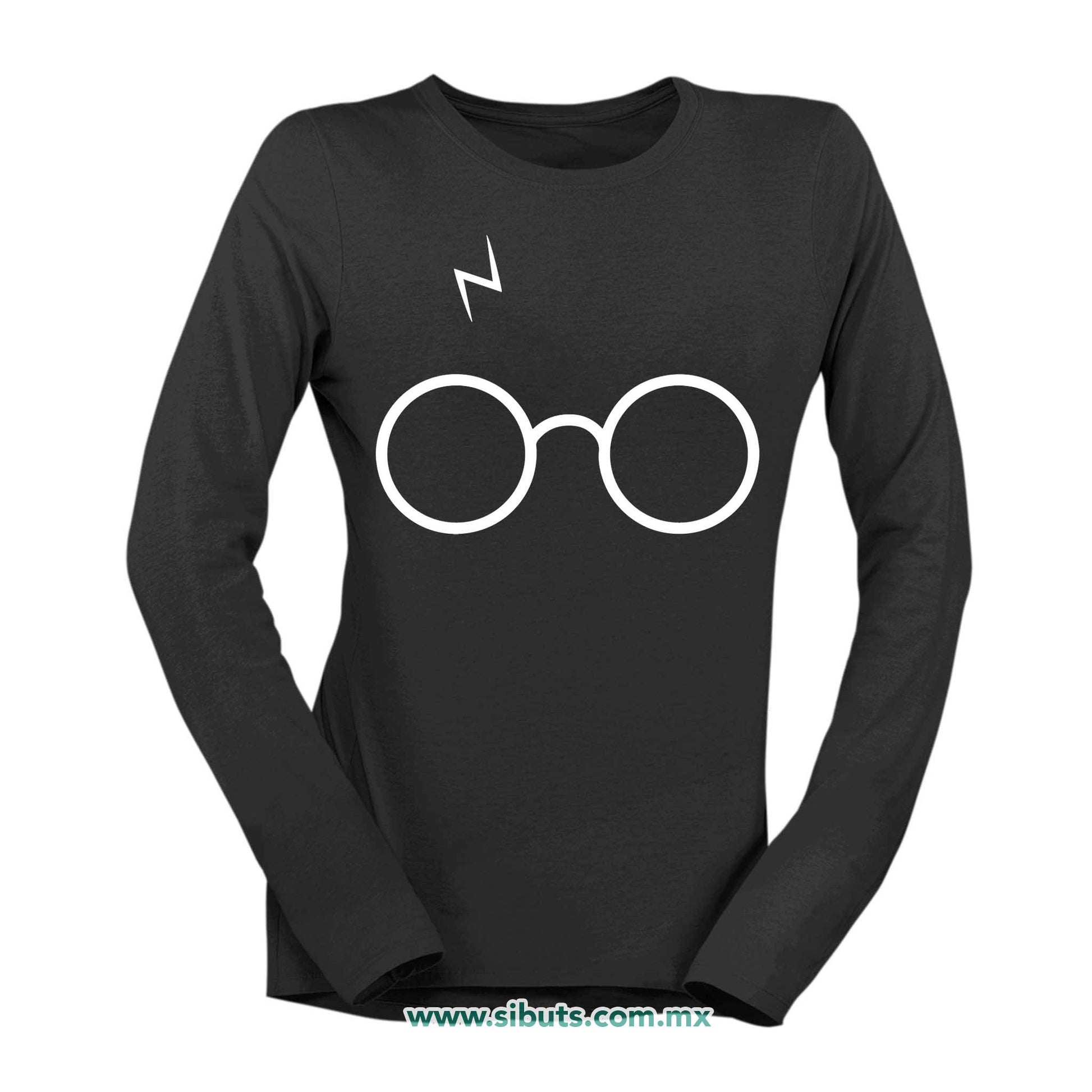 Playera Mujer Manga Larga Harry Potter Silueta Lentes