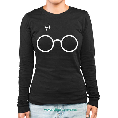 Playera Mujer Manga Larga Harry Potter Silueta Lentes