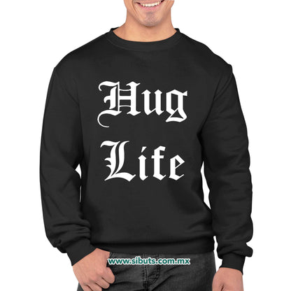 Sudadera Hombre Cuello Redondo Frase Hug Life