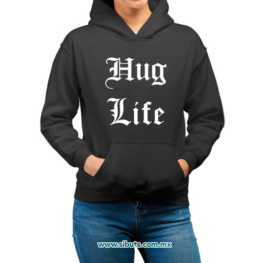 Sudadera Mujer Gorro Frase Hug Life