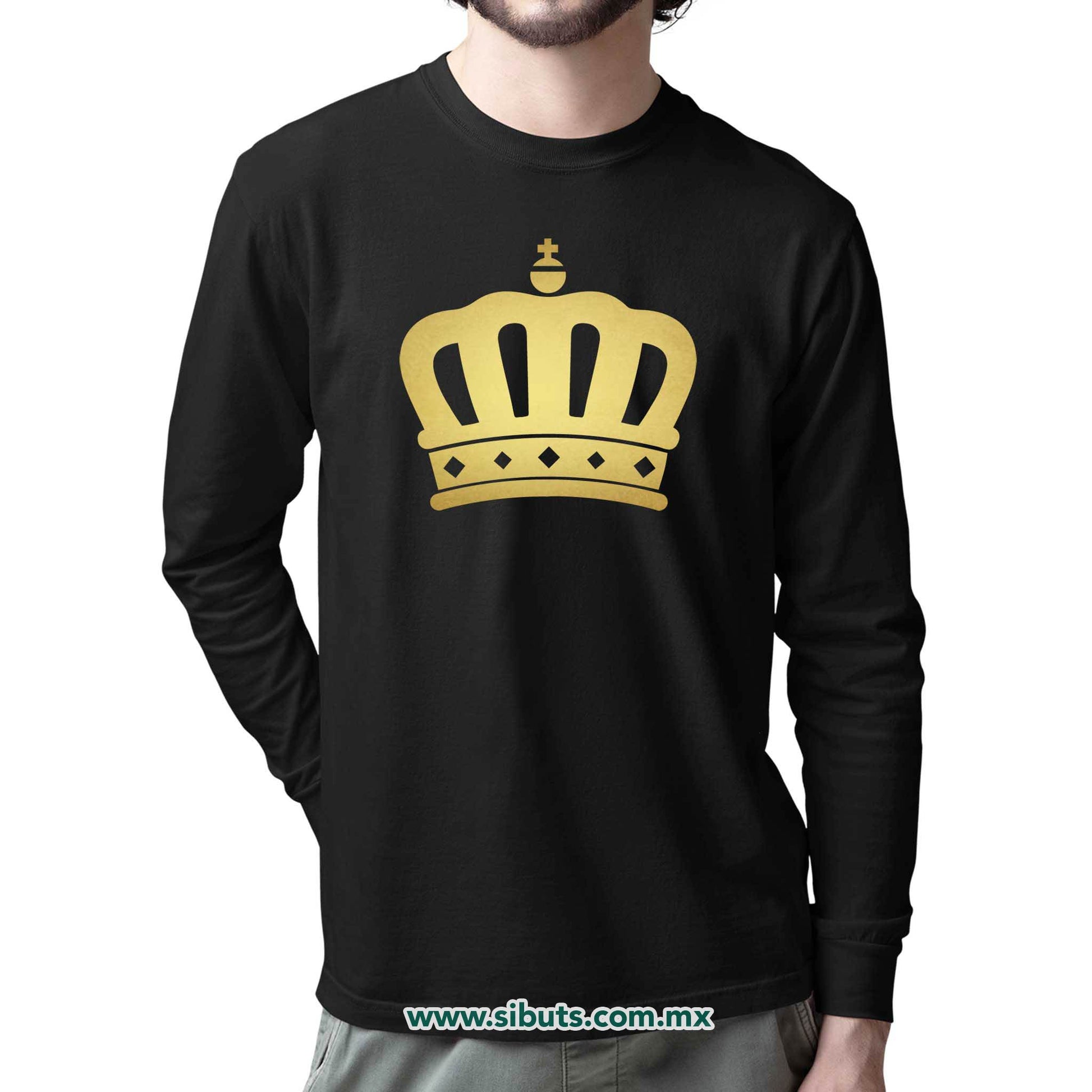Playera Hombre Manga Larga Corona Queen