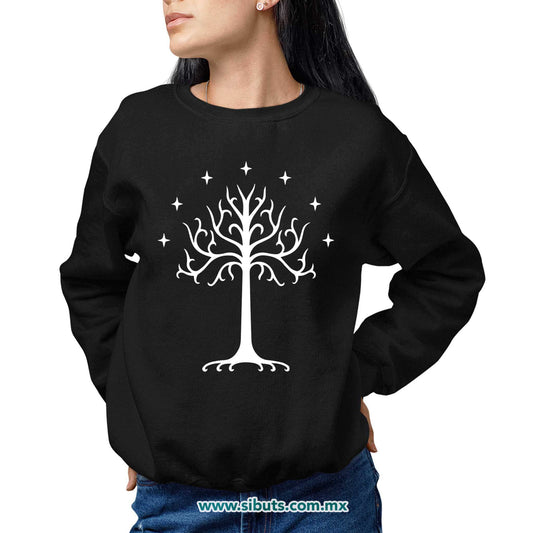 Sudadera Mujer Cuello Redondo Lord Of The Rings Señor de los Anillos Árbol Gondor