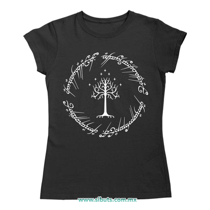 Playera Mujer Lord Of The Rings Señor de los Anillos Árbol Gondor Contorno