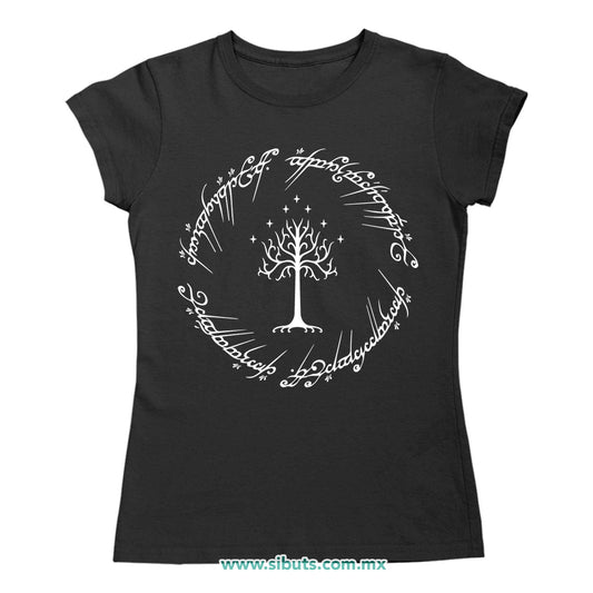 Playera Mujer Lord Of The Rings Señor de los Anillos Árbol Gondor Contorno