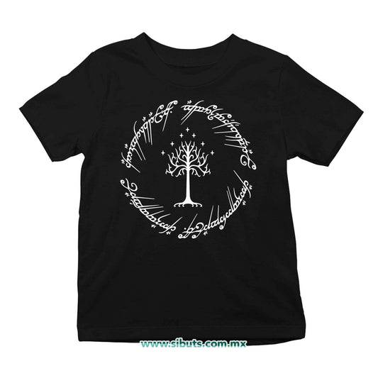 Playera Niño Lord Of The Rings Señor de los Anillos Árbol Gondor Contorno